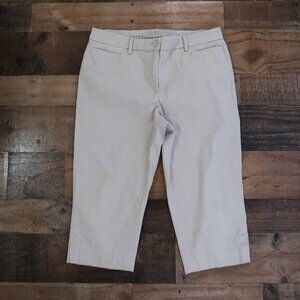 Talbots Size 10 Petite Perfect Skimmer Khaki Cropped Capri Pants